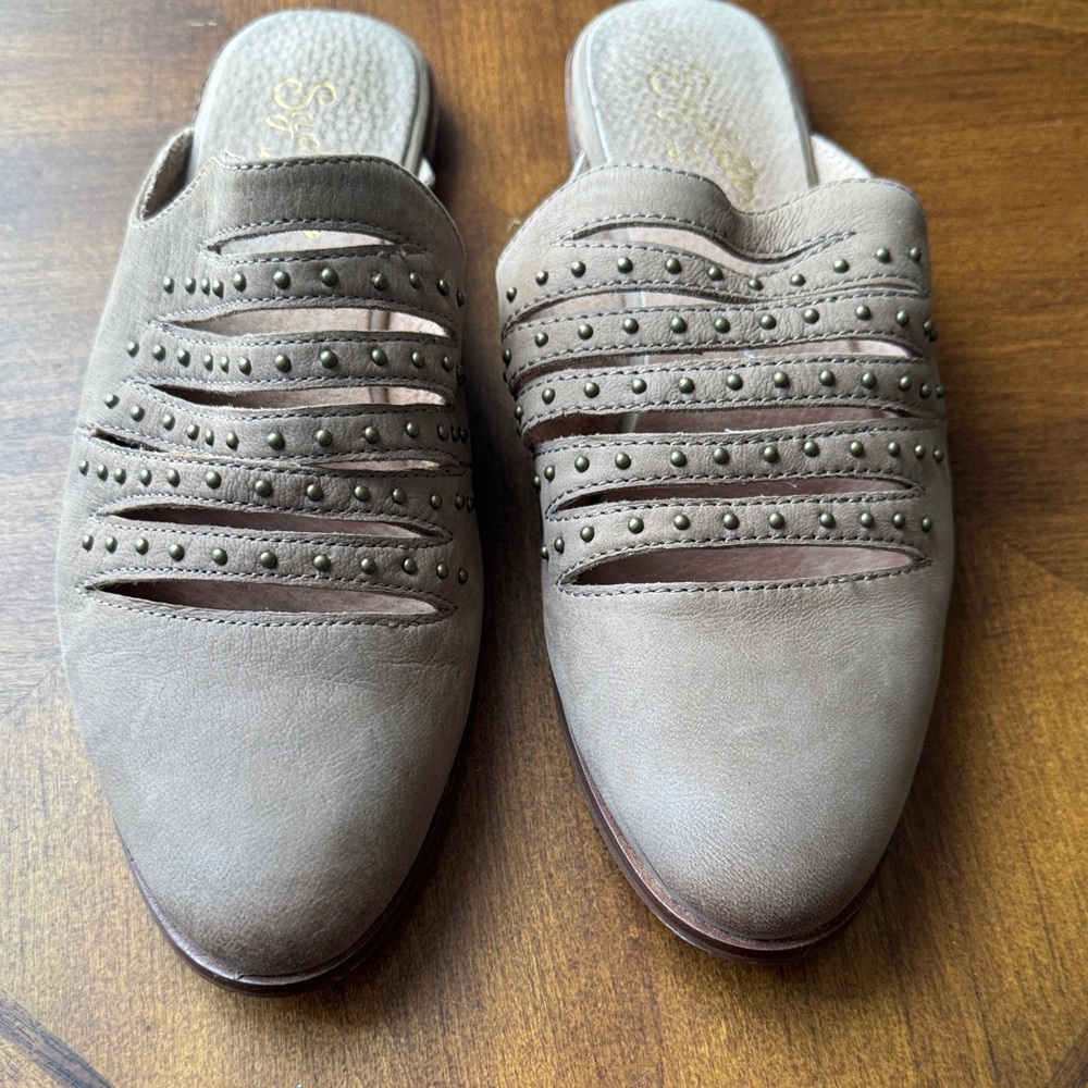 Seychelles Taupe Studded Mules